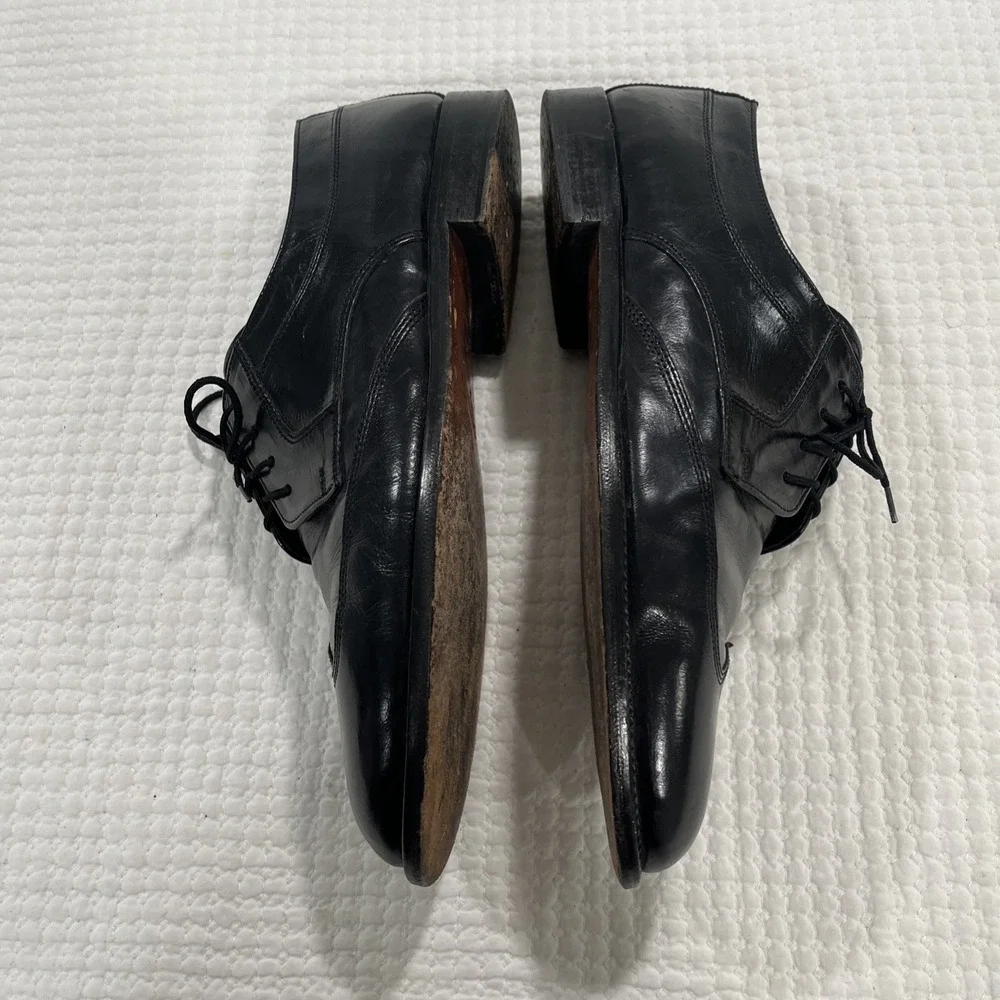 Stanley Blacker Leather Shoe Wingtip Handmade Italy  Men's Sz 9.5N Oxford